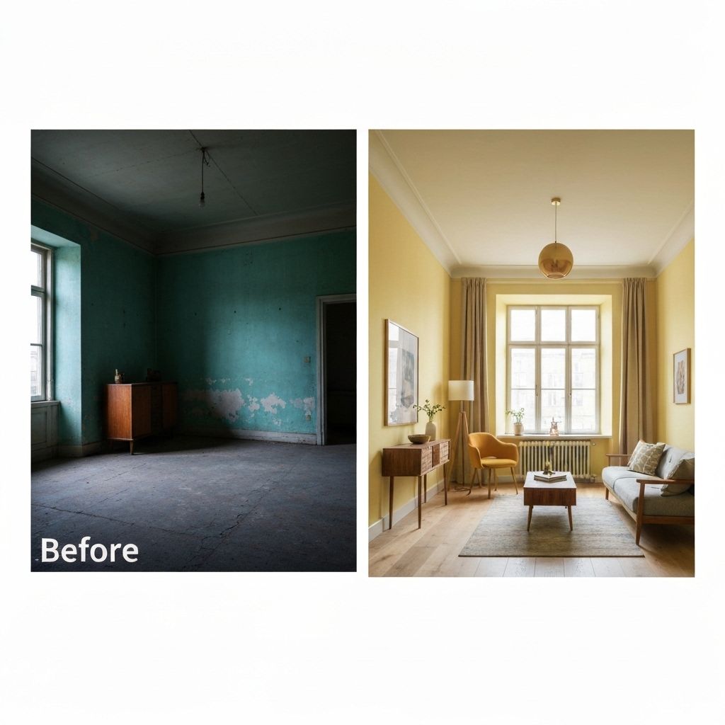 Interior painting before and after
